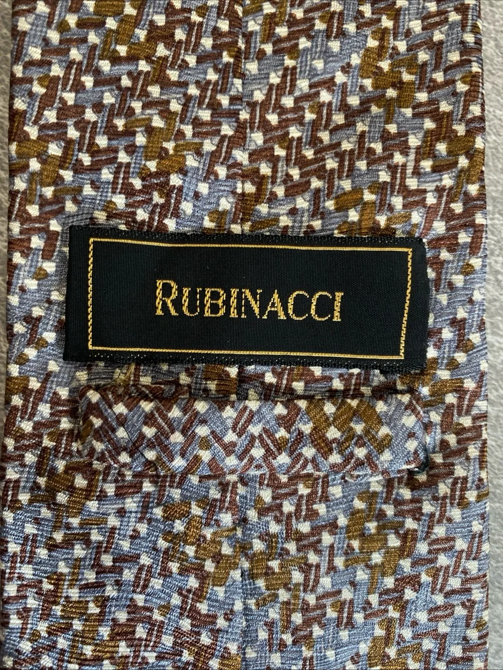 Rubinacci Napoli Brown and Light Blue Woven Pattern Tie